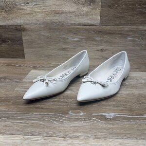 Calvin Klein Kirra Bow Bone Pointed Toe Low Heel Shoes Women's Size 7